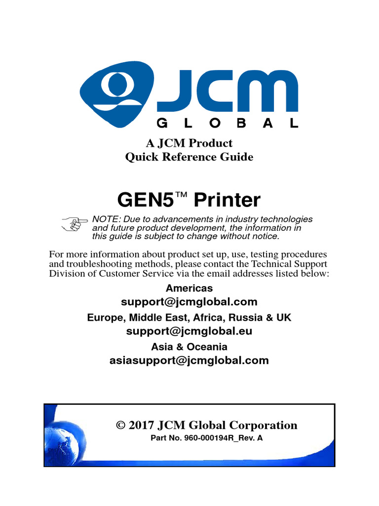 GEN5 Quick Reference - Rev.a | PDF | Printer (Computing) | Usb