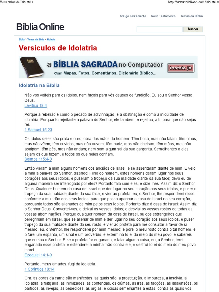Versículos bíblicos sobre idolatria uma compilação