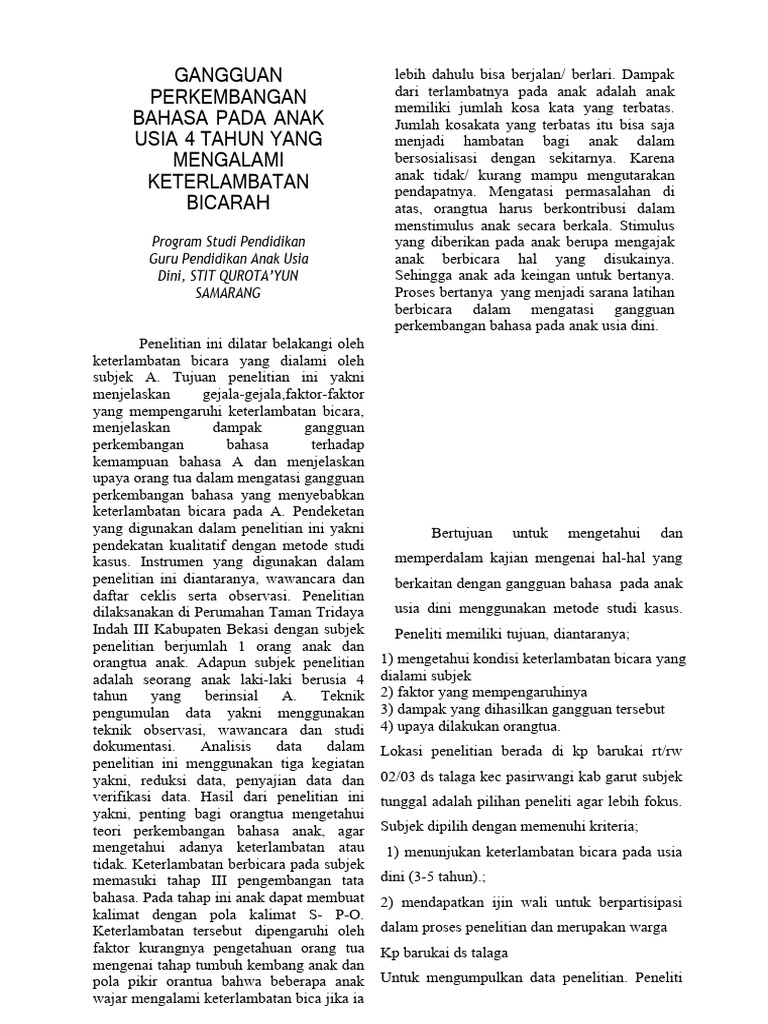 Keterlambatan Bicara Anak Usia 4 Tahun | PDF | Kesehatan Holistik