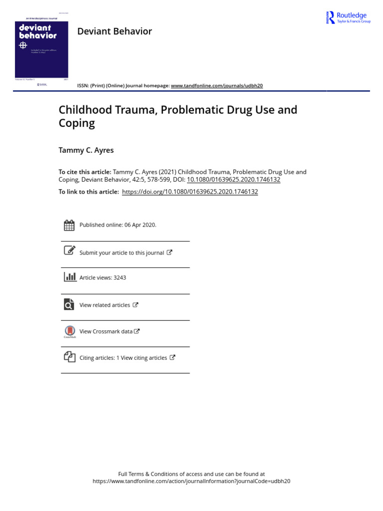 Childhood Trauma Problematic Drug Use and Coping | PDF | Substance ...