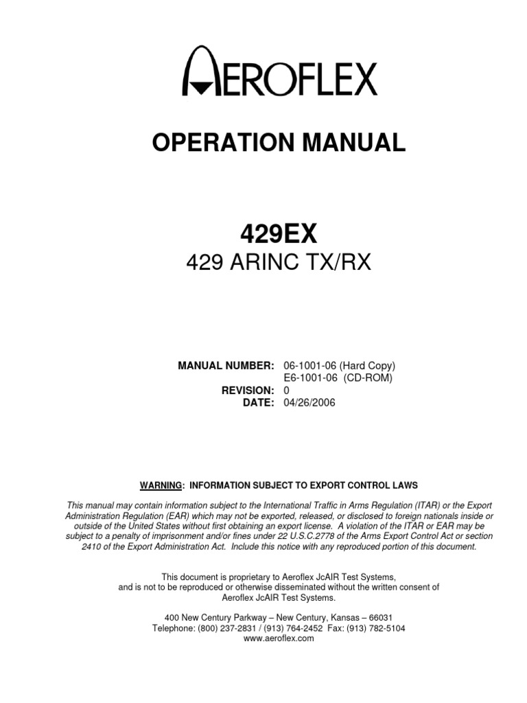 429EX ARINC TX/RX Operation Manual | PDF | Electrostatic Discharge ...