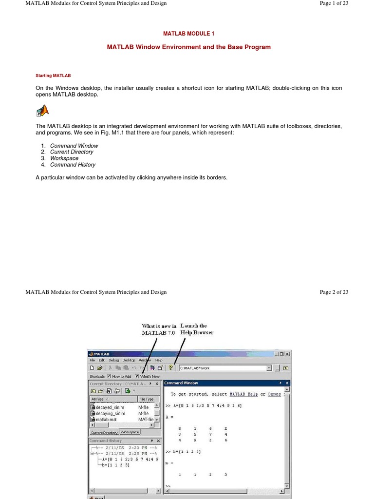 Module 1.1 - Starting MATLAB | PDF