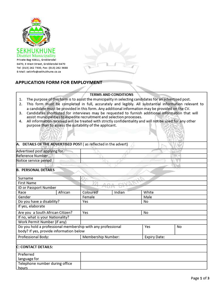 Employment Application Form Template | PDF | Justice | Crime & Violence