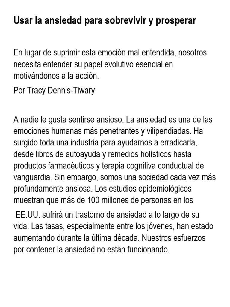 Usar La Ansiedad para Sobrevivir y Prosperar | PDF | Ansiedad | Mente