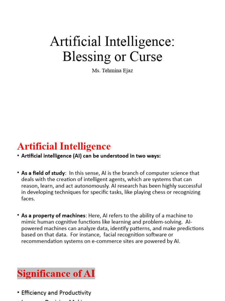 AI's Impact: Blessing or Curse in Pakistan | PDF | Artificial ...
