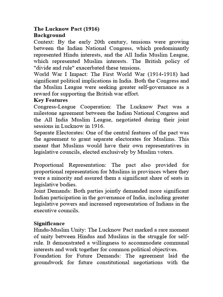 the-lucknow-pact-pdf-all-india-muslim-league-jawaharlal-nehru