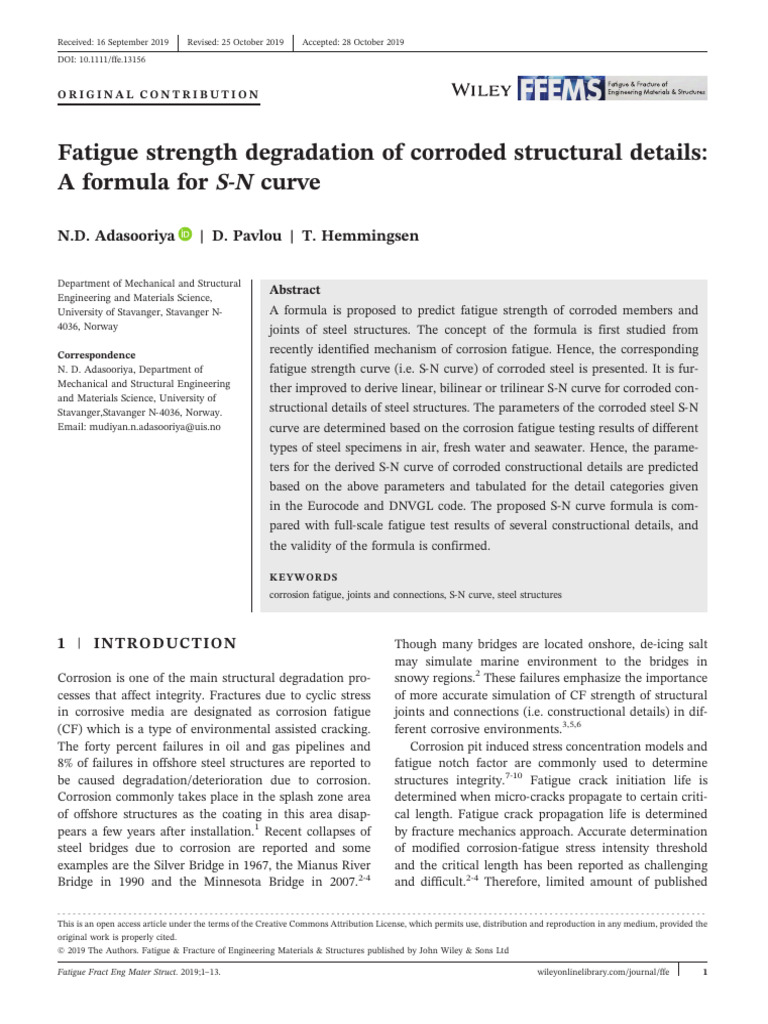 Fatigue Strength Degradation of Corroded Structura | PDF | Fatigue ...
