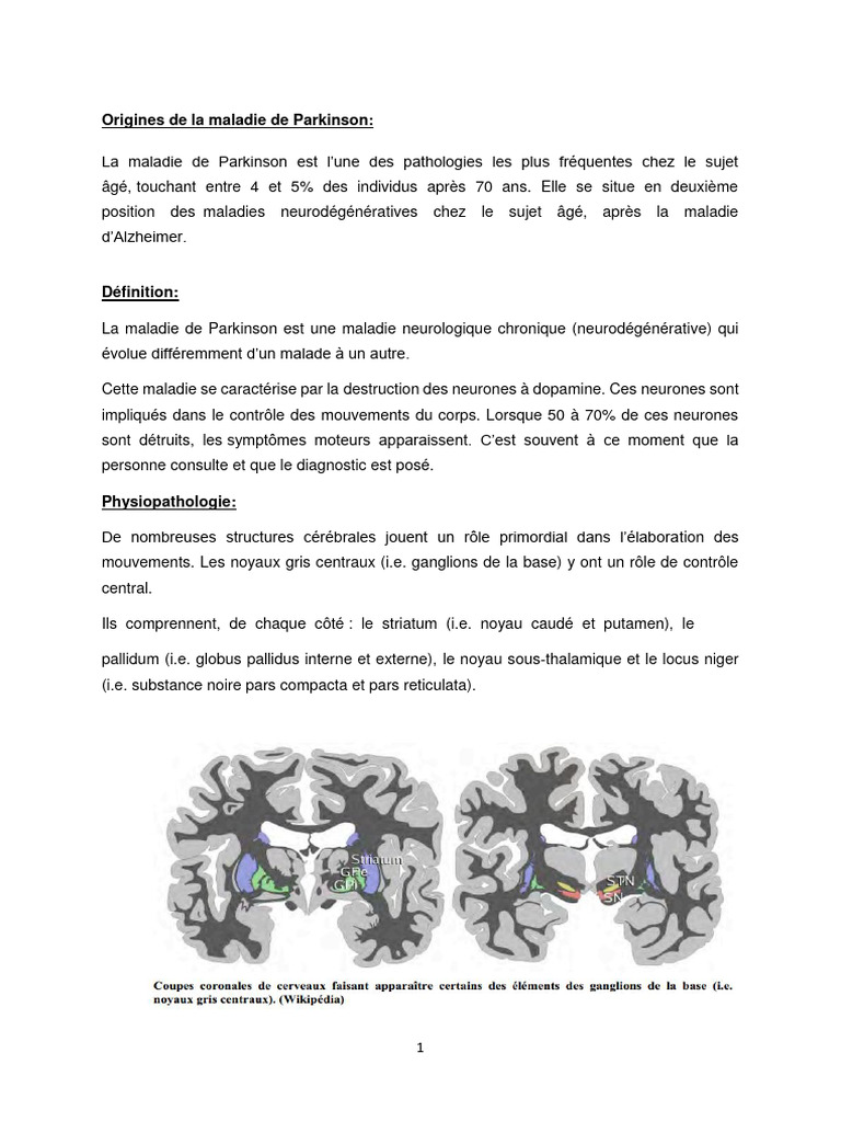 Maladie de Parkinson : Origines et Évolution | PDF | Maladie de ...