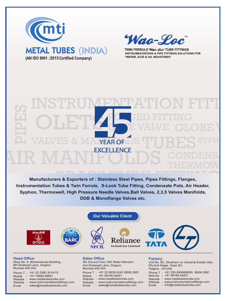 M Metal Tubes India PVT LTD Download Free PDF Pipe (Fluid