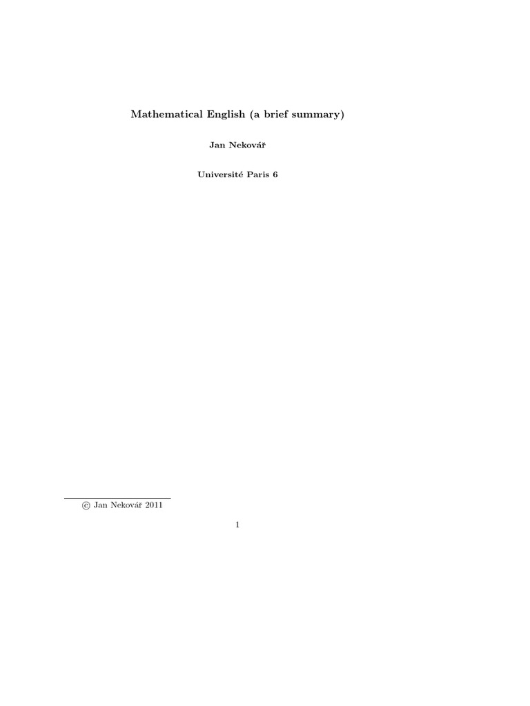 Mathematical English: A Summary Guide | PDF | Prime Number | Series ...