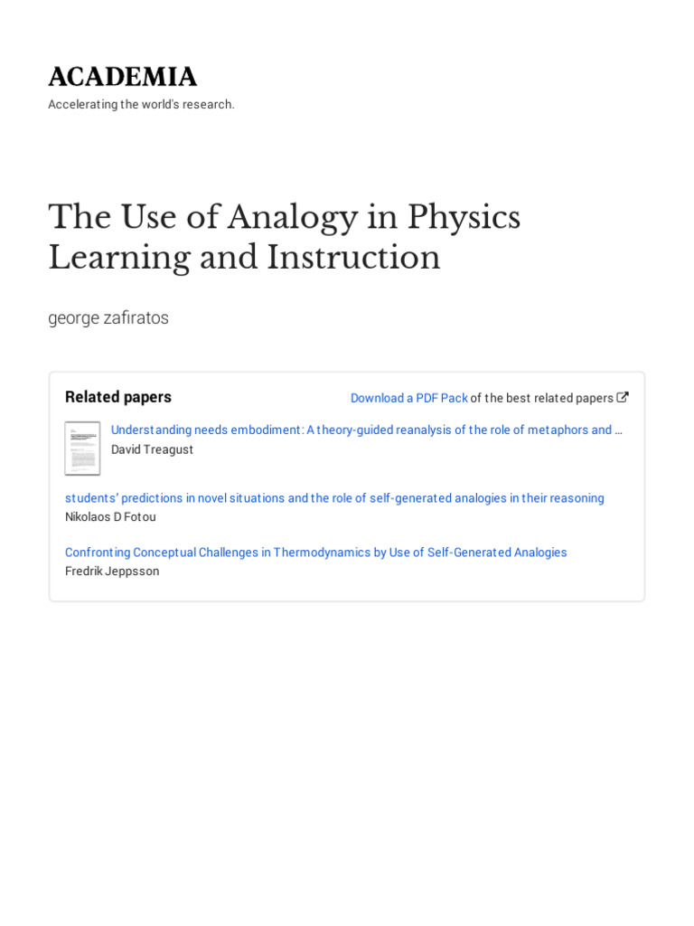 The Use of Analogy in Physics Learning and Instruction | PDF | Analogy ...