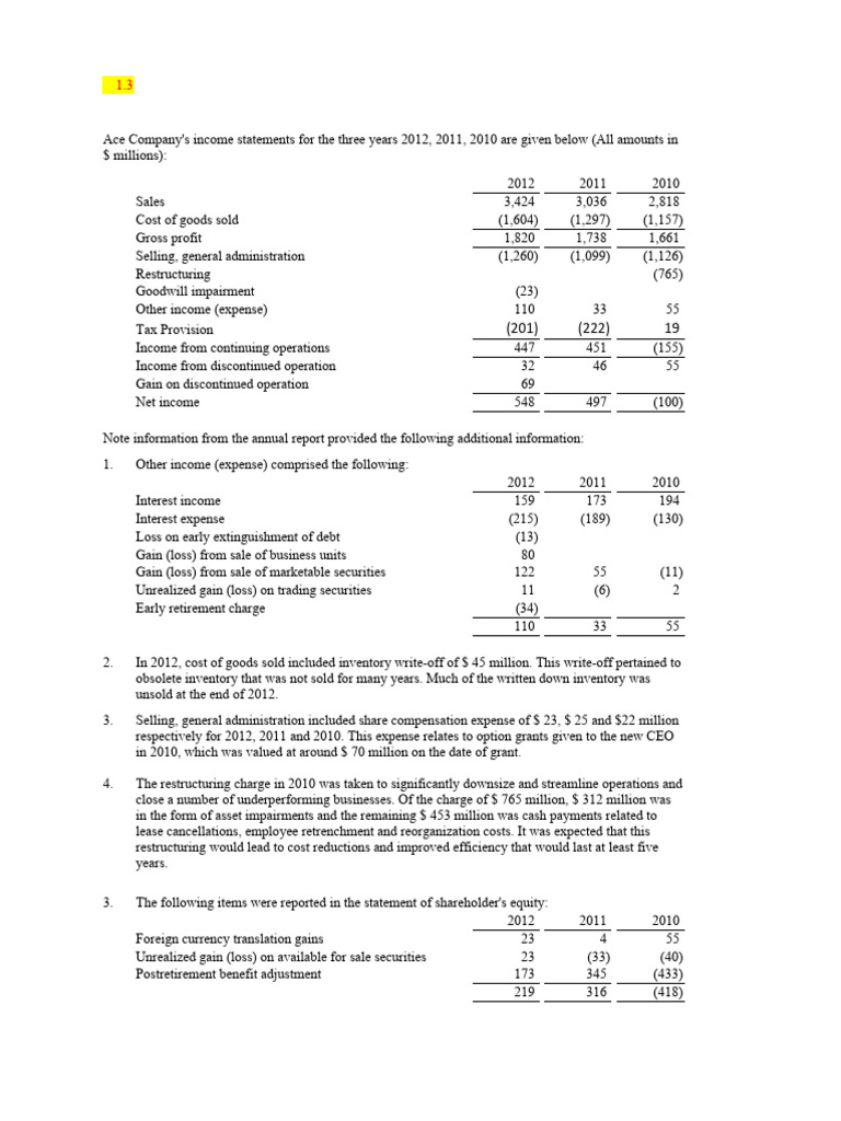 Case 6.1 question PDF Historical Cost