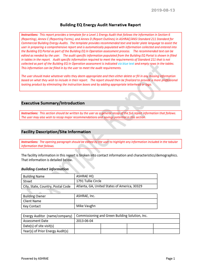 Building EQ Energy Audit Template | PDF | Lighting | Duct (Flow)