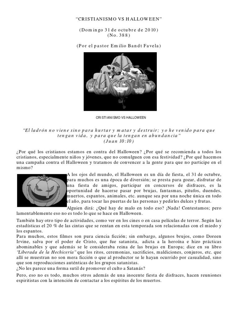 Cristianismo Vs Hallowen PDF V spera De Todos Los Santos Brujer a