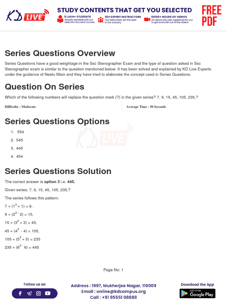 SSC Stenographer Series Questions Guide | PDF | Cognition | Cognitive ...