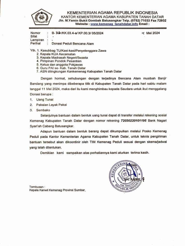 Surat Donasi Bencana Alam Pdf