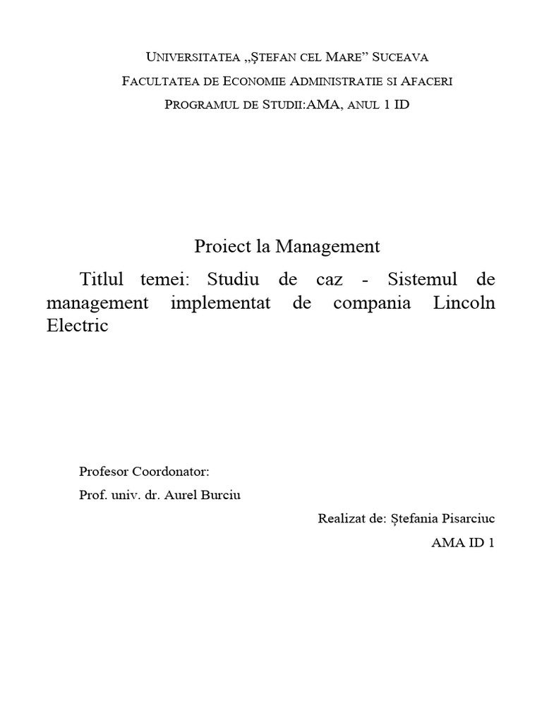 Proiect Tema 2 Management | PDF