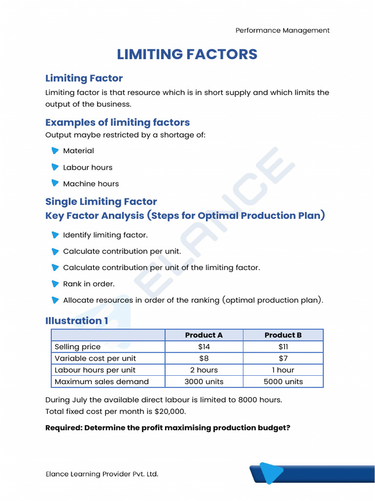 Limiting Factors in Production Planning | PDF | Mathematical ...