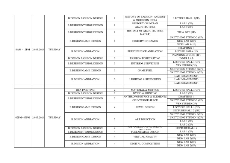 Theory Exam Schedule (28.05.2024) | PDF | Design