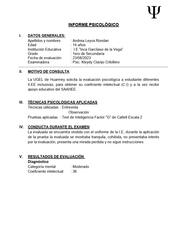 Andrea Leyva Rondan | PDF | Cociente de inteligencia | Sicología