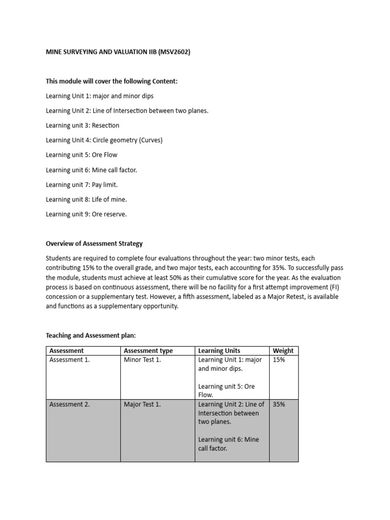 Mine Surveying and Valuation IIB Overview | PDF | Technology & Engineering