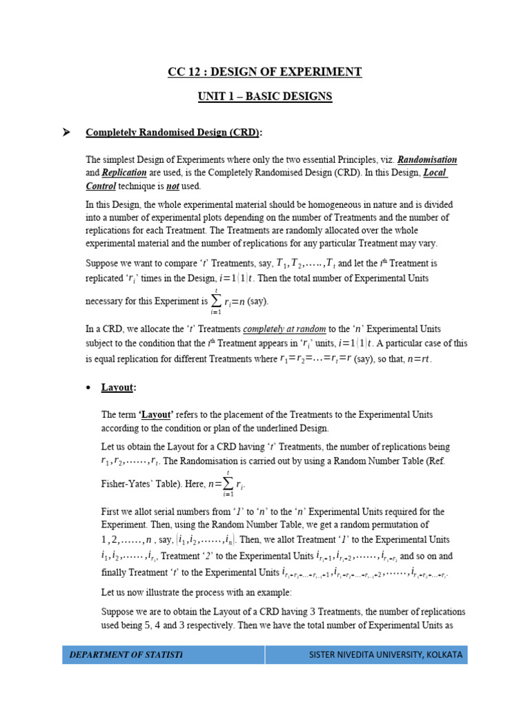 CRD & RBD | PDF | Experiment | Errors And Residuals