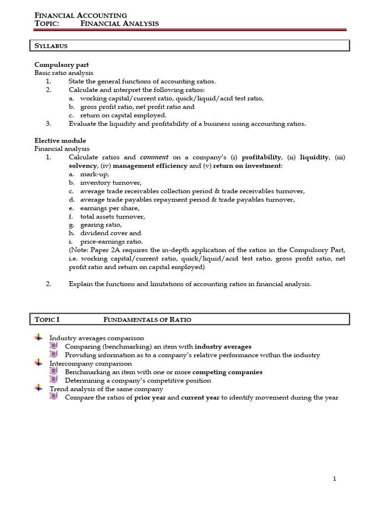 Handout 2 20140624 Financial Analysis | PDF | Dividend | Financial Capital