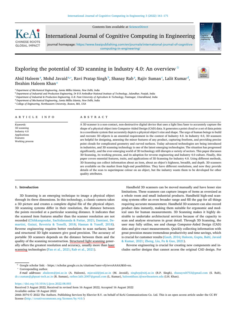 3D Scanning in Industry 4.0 Overview | PDF | Image Scanner | 3 D ...