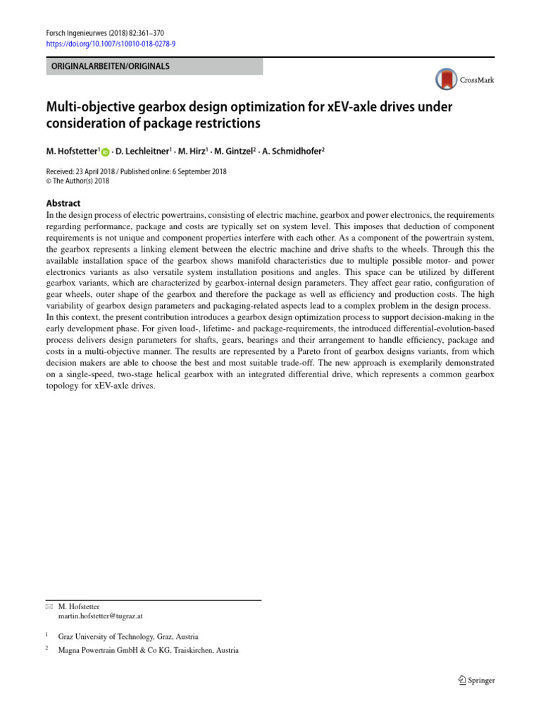 Multi-Objective Gearbox Design Optimization | PDF | Mathematical ...