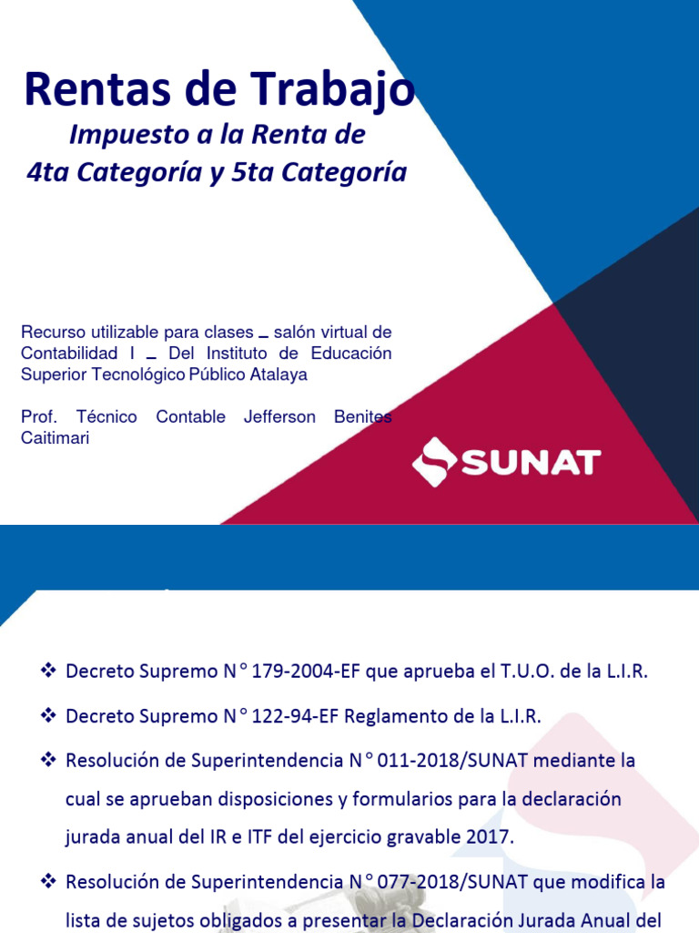 Impuesto a la Renta: 4ta y 5ta Categoría | PDF | Impuestos | Impuesto ...