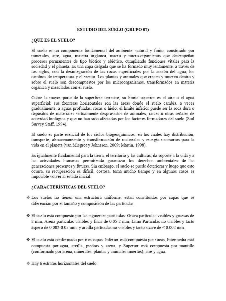 Estudio Del Suelo Pdf Suelo Agua