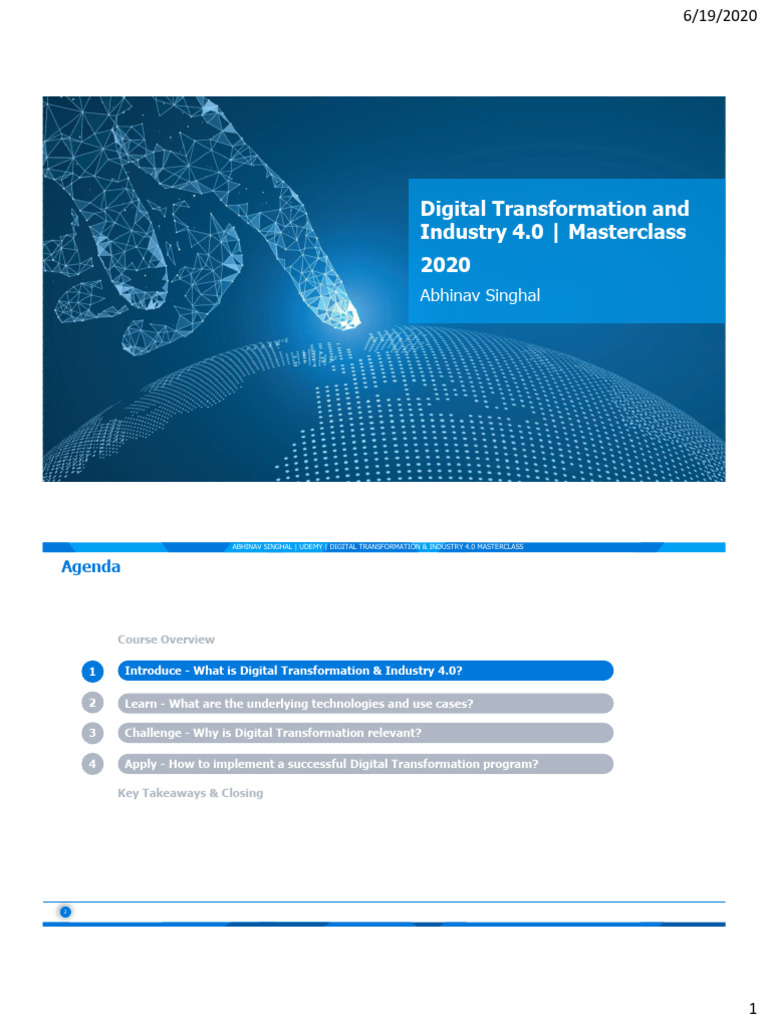 Digital Transformation & Industry 4.0 Masterclass | PDF | Augmented ...