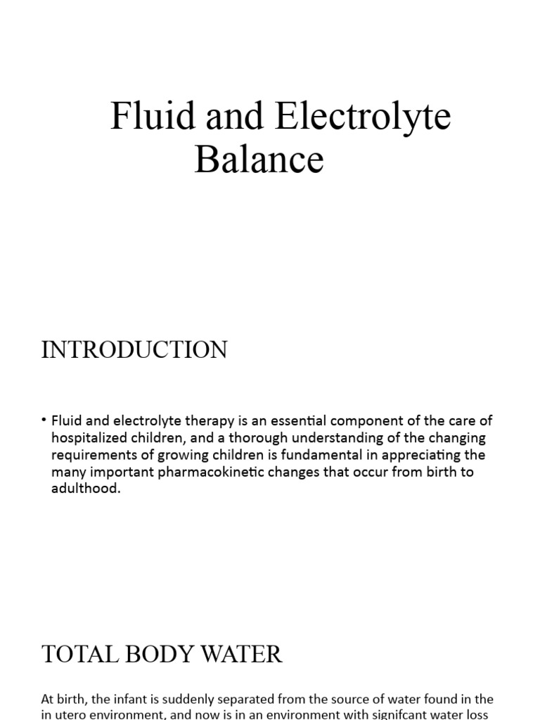 Pediatric Fluid and Electrolyte Management | PDF | Homeostasis ...