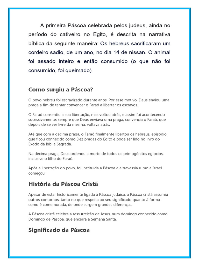 História e Significado da Páscoa | PDF | Páscoa judaica | Páscoa