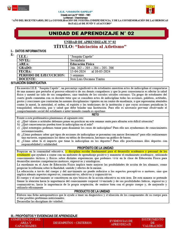 Ii Unidad De Aprendizaje Segundo Descargar Gratis Pdf Aprendizaje