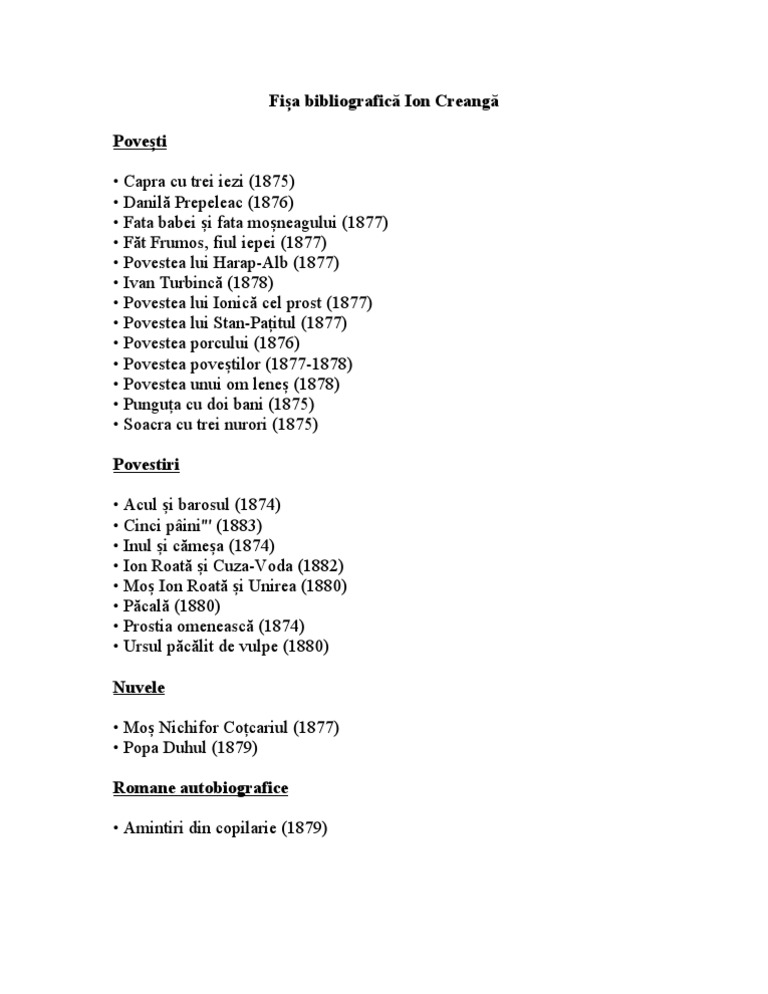 Fi?a bibliografic? Ion Creang?