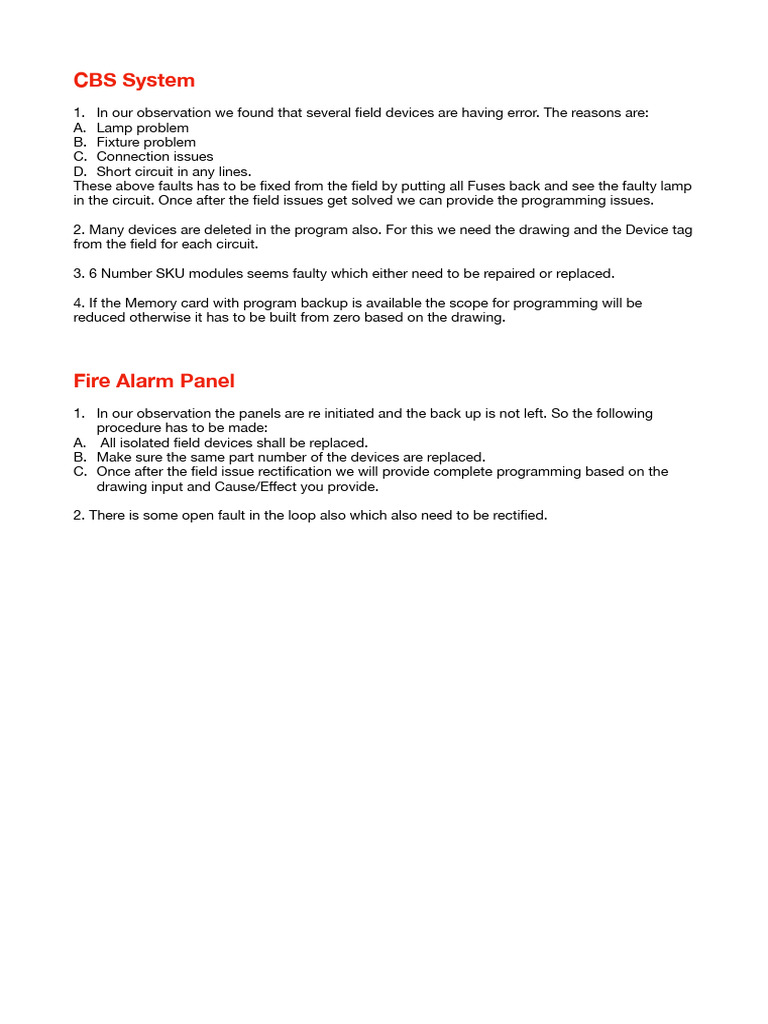 CBS System and Fire Alarm Panel Issues | PDF | Computers | Technology ...
