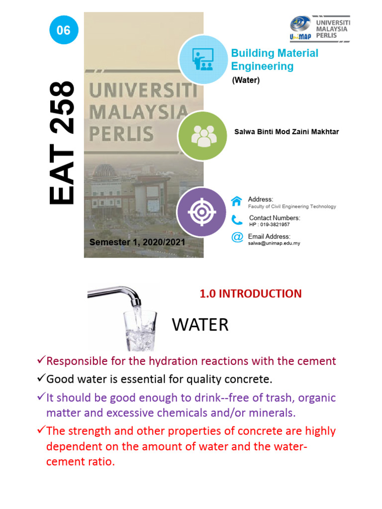 Lecture 6 Water Pdf Concrete Cement