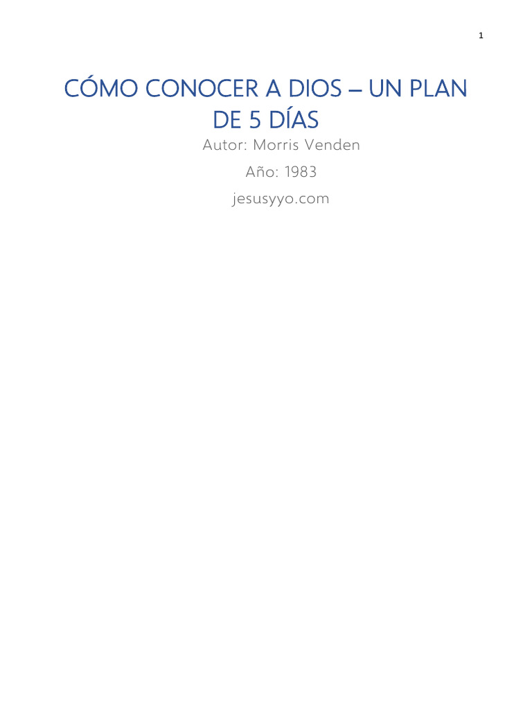 Conociendo a Dios en 5 Días | PDF | Pecado | Jesús