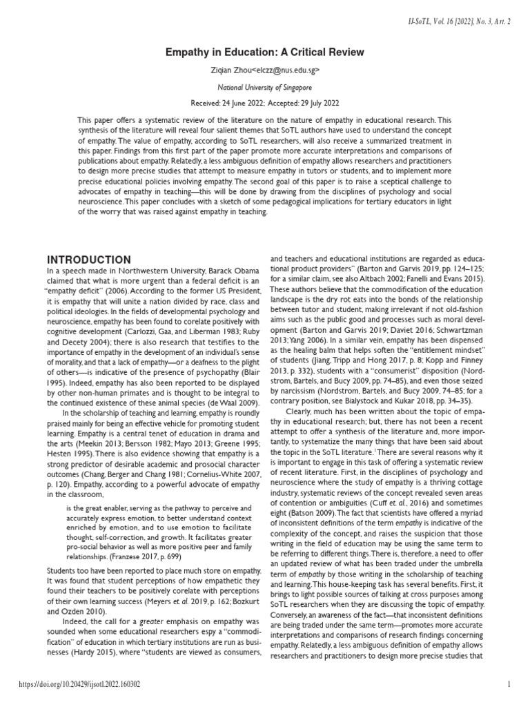 Empathy In Education A Critical Review Download Free Pdf Empathy