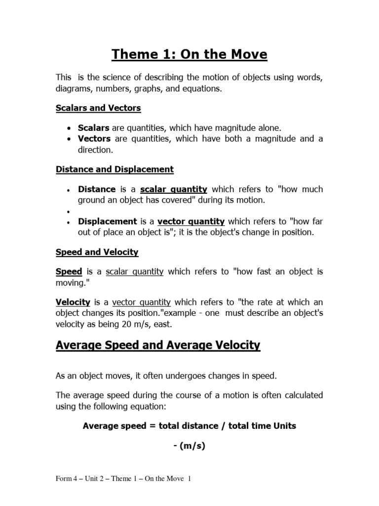 Unit 2 - On the Move | PDF | Velocity | Acceleration