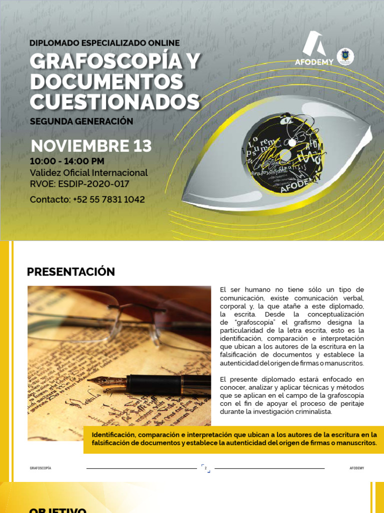 Diplomado en Grafoscopía para Criminólogos | PDF | Ciencia forense ...
