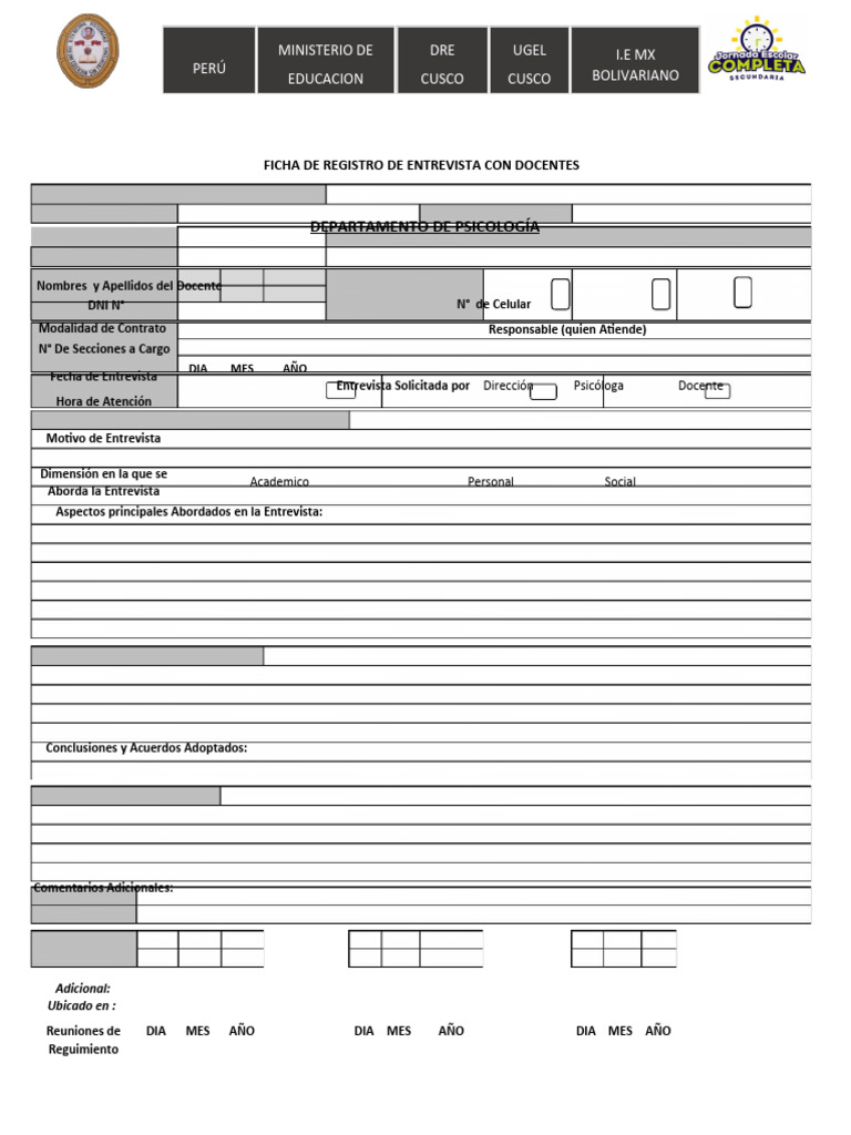 FICHA DE DOCENTES | PDF