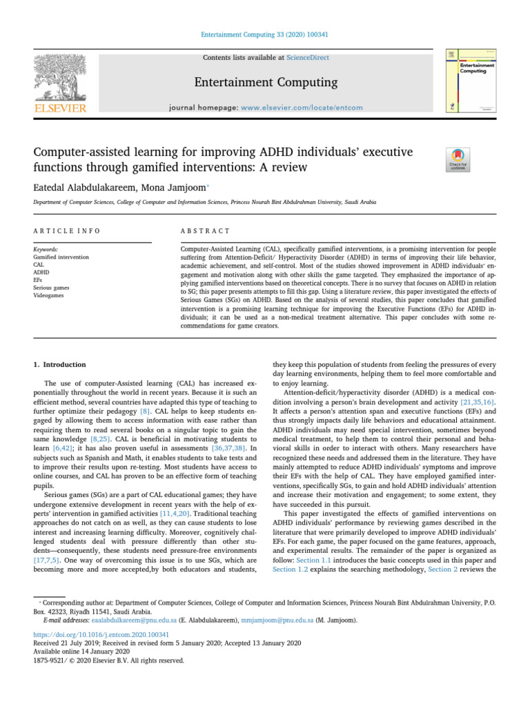 Gamified Learning for ADHD Improvement | PDF | Attention Deficit ...