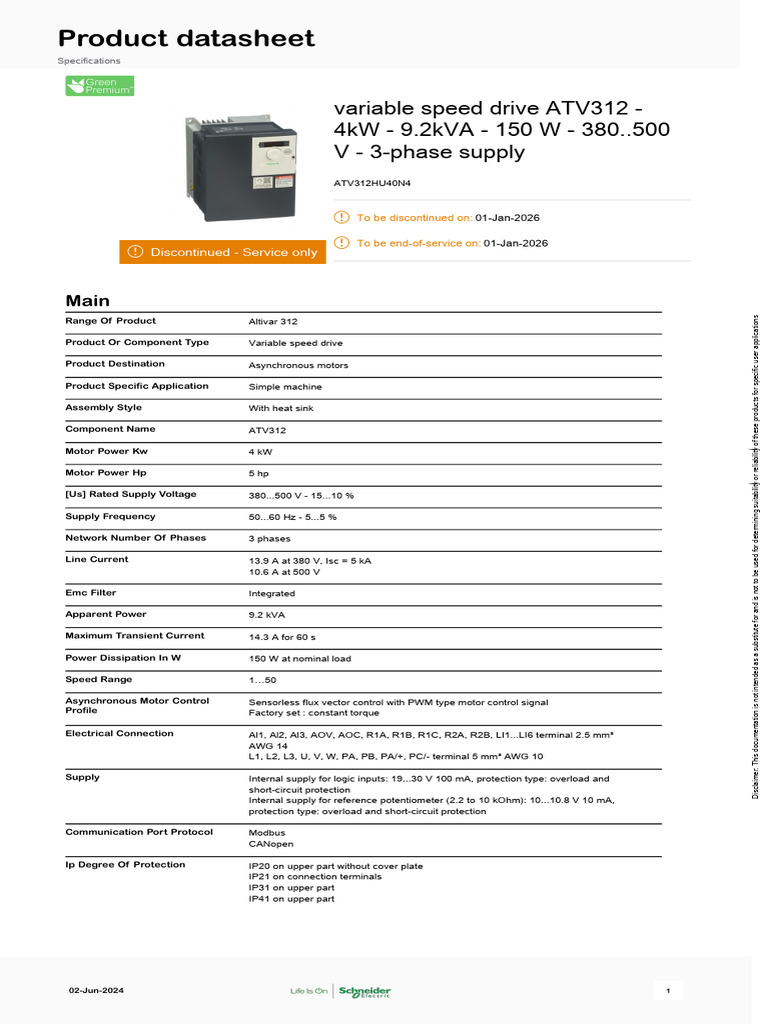 Schneider Electric Altivar-312 ATV312HU40N4 | PDF | Electric Motor | Relay