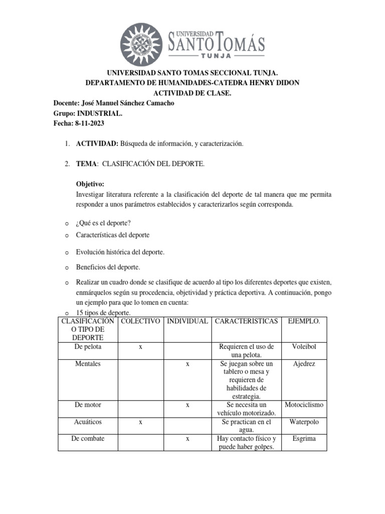 Clasificacion Del Deporte | PDF | Deportes | Deporte del atletismo