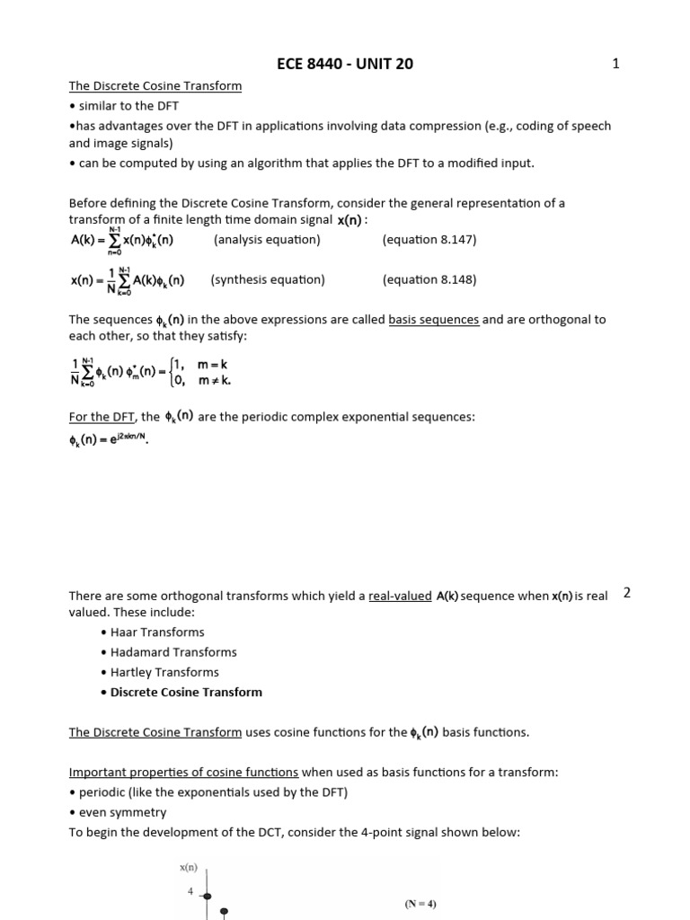 Discrete Cosine Transform Overview | PDF | Discrete Fourier Transform ...