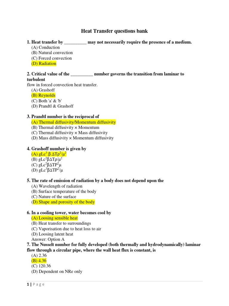 Heat Transfer Questions Bank | PDF | Heat Transfer | Thermal Conduction