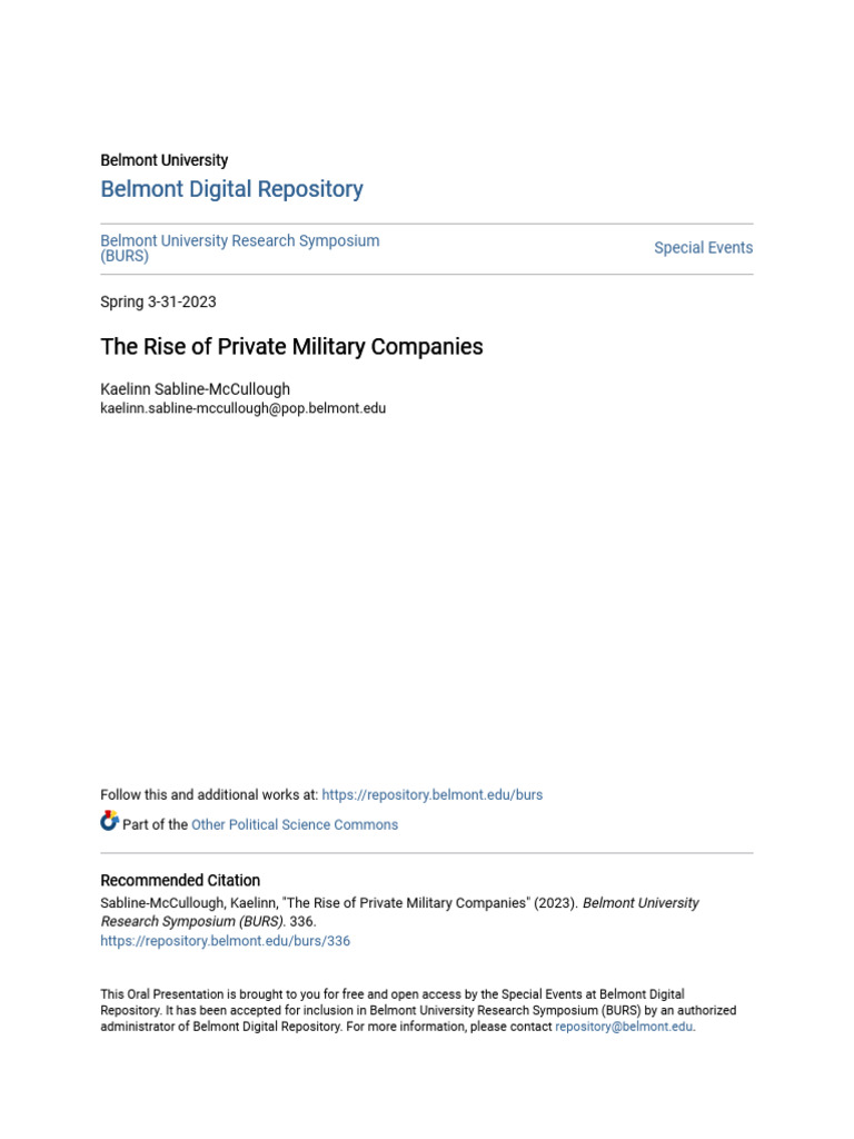 The economics of private military companies (capitalism)