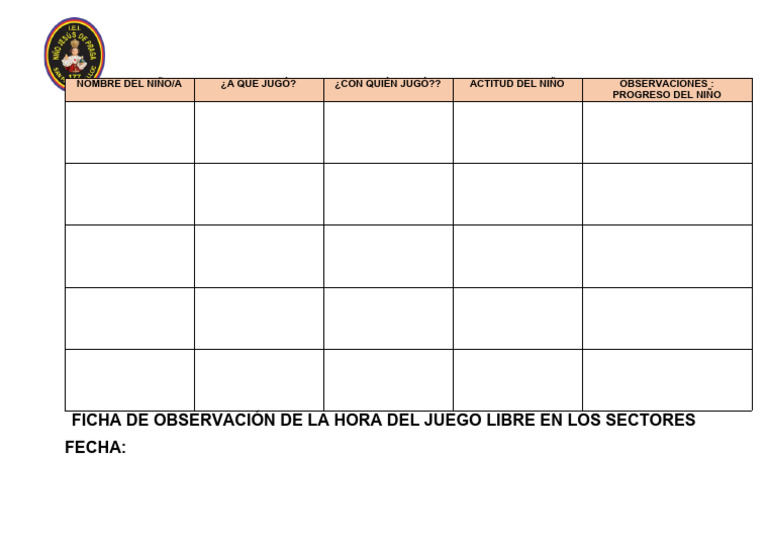 Ficha de Observación de La Hora Del Juego Libre 2022 | PDF | Juegos y ...